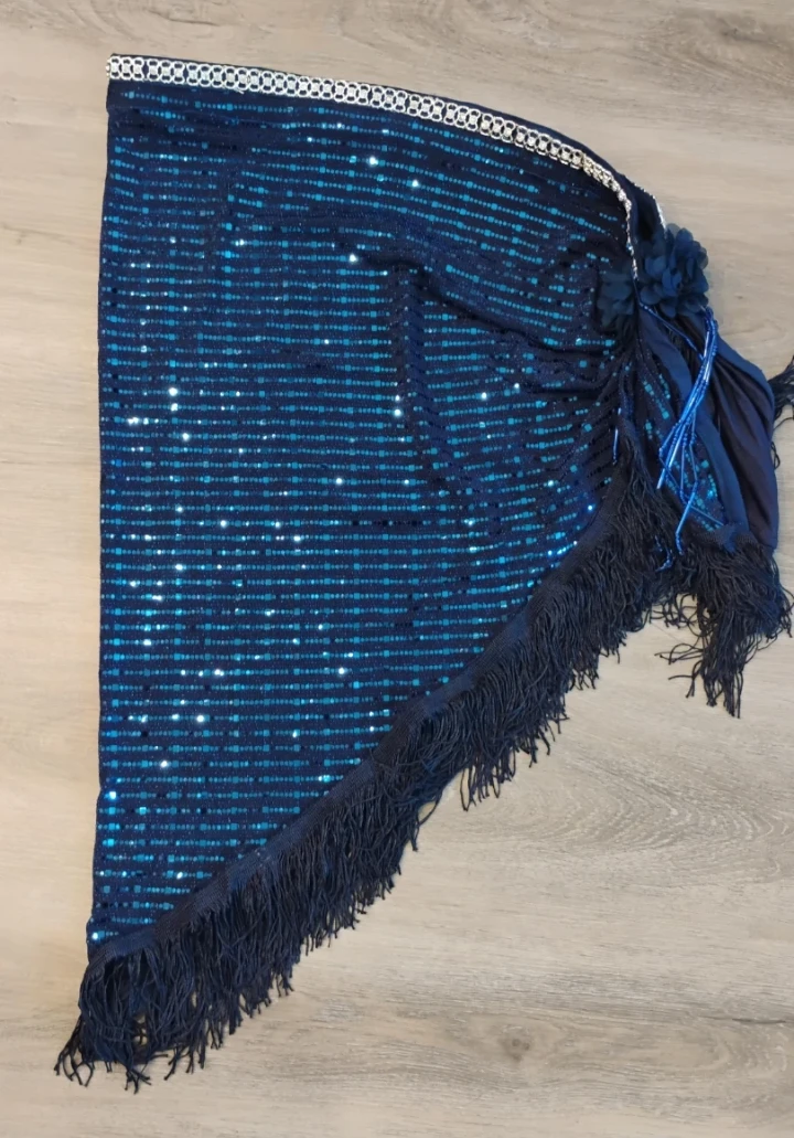 Sparkly Blue Sequined hip scarf for bellydance - photo 5