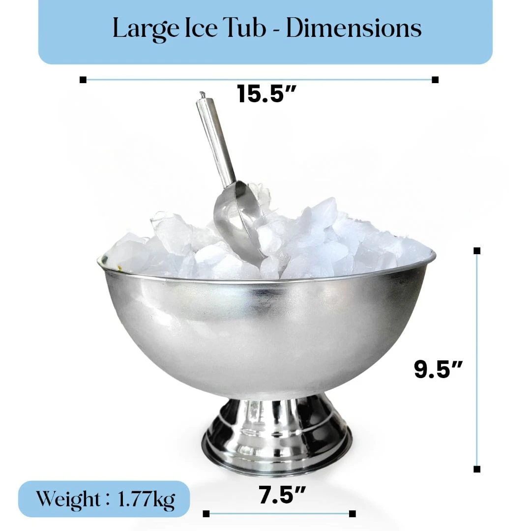 Large Stainless Steel Ice Tub with Scoop 12L - photo 3