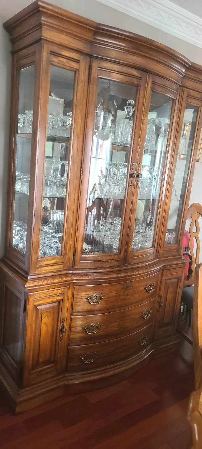 Wooden Dining Table with Chairs and China Cabinet - photo 2