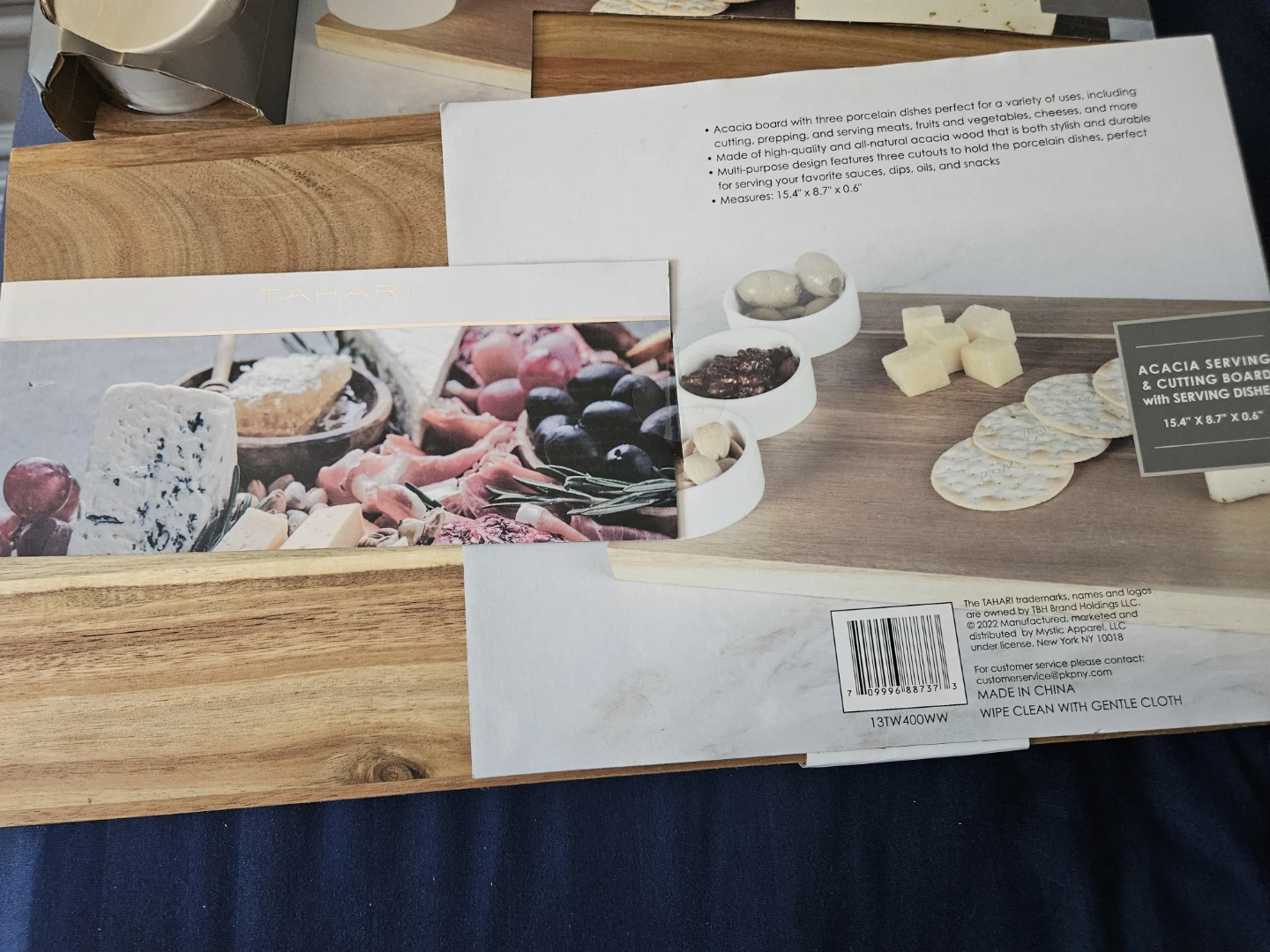 Tahari Home Acacia Serving & Cutting Board with Bowls