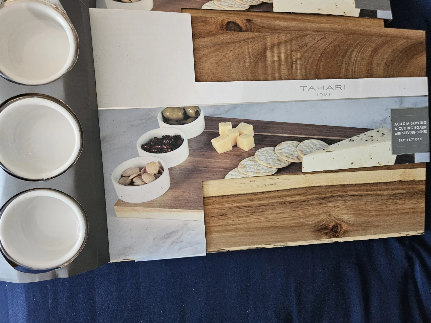 Tahari Home Acacia Serving & Cutting Board with Bowls - photo 3