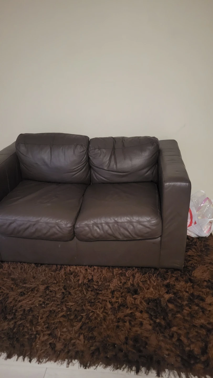 Brown Leather Loveseat Sofa - photo 2