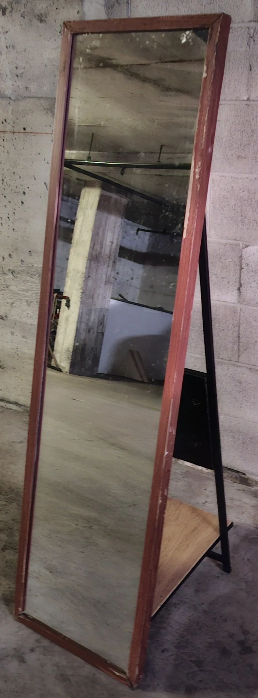 Wooden Frame Full Length Mirror with Stand