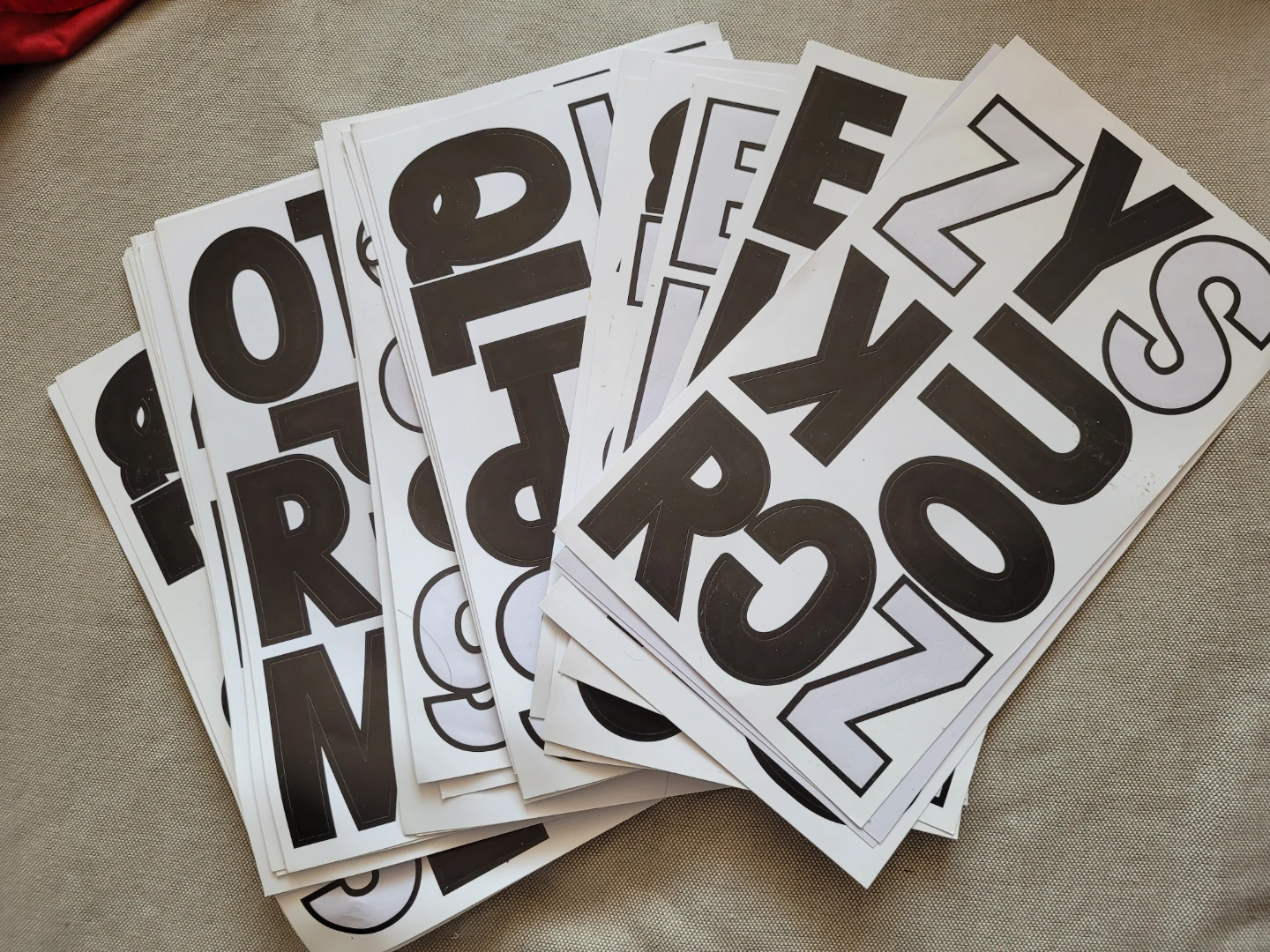 Large Black and White Letter and Number Stickers