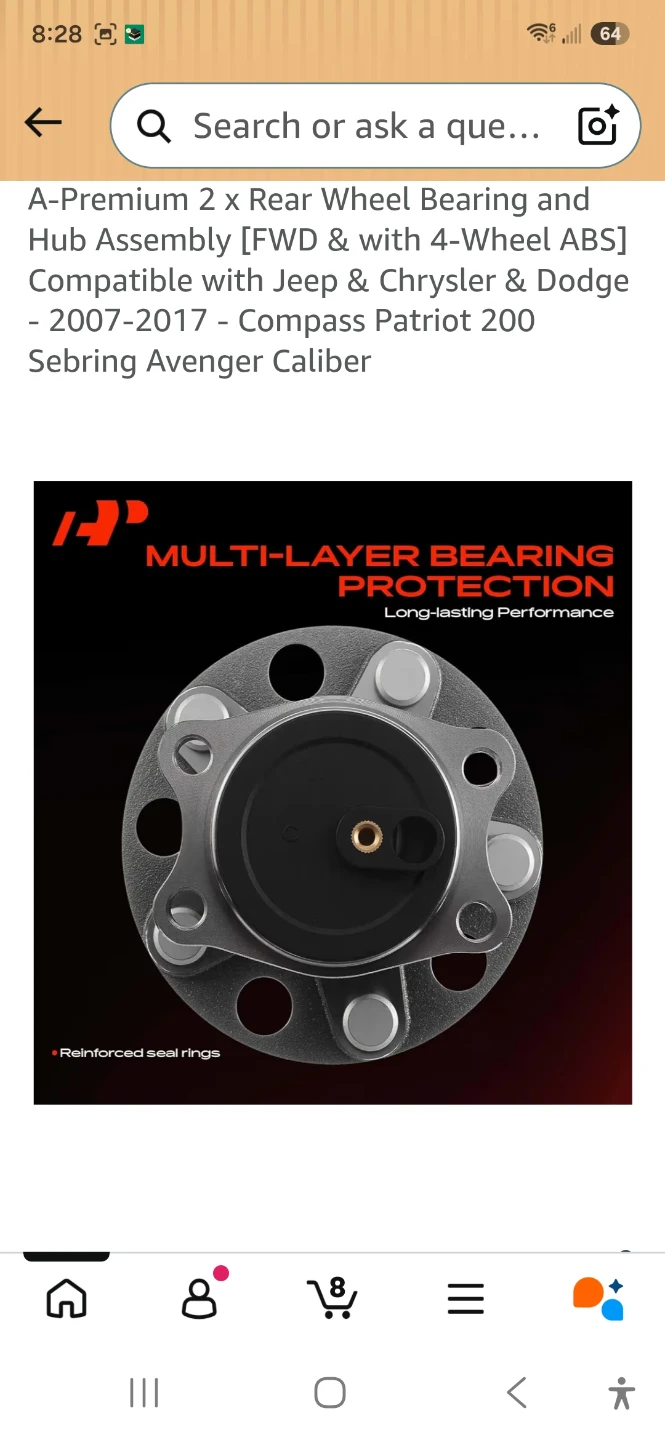 A-Premium 2 x Rear Wheel Hub Bearing for Jeep/Chrysler/Dodge - photo 3
