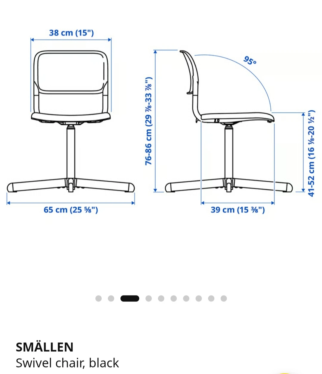 FREE IKEA SMÄLLEN Swivel Chair - Black - photo 3