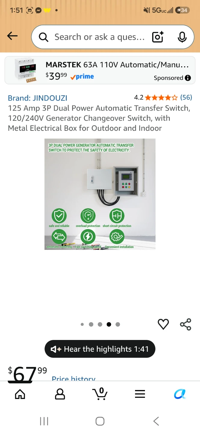 JINDOOZI 125 Amp 3P Dual Power Automatic Transfer Switch - photo 5