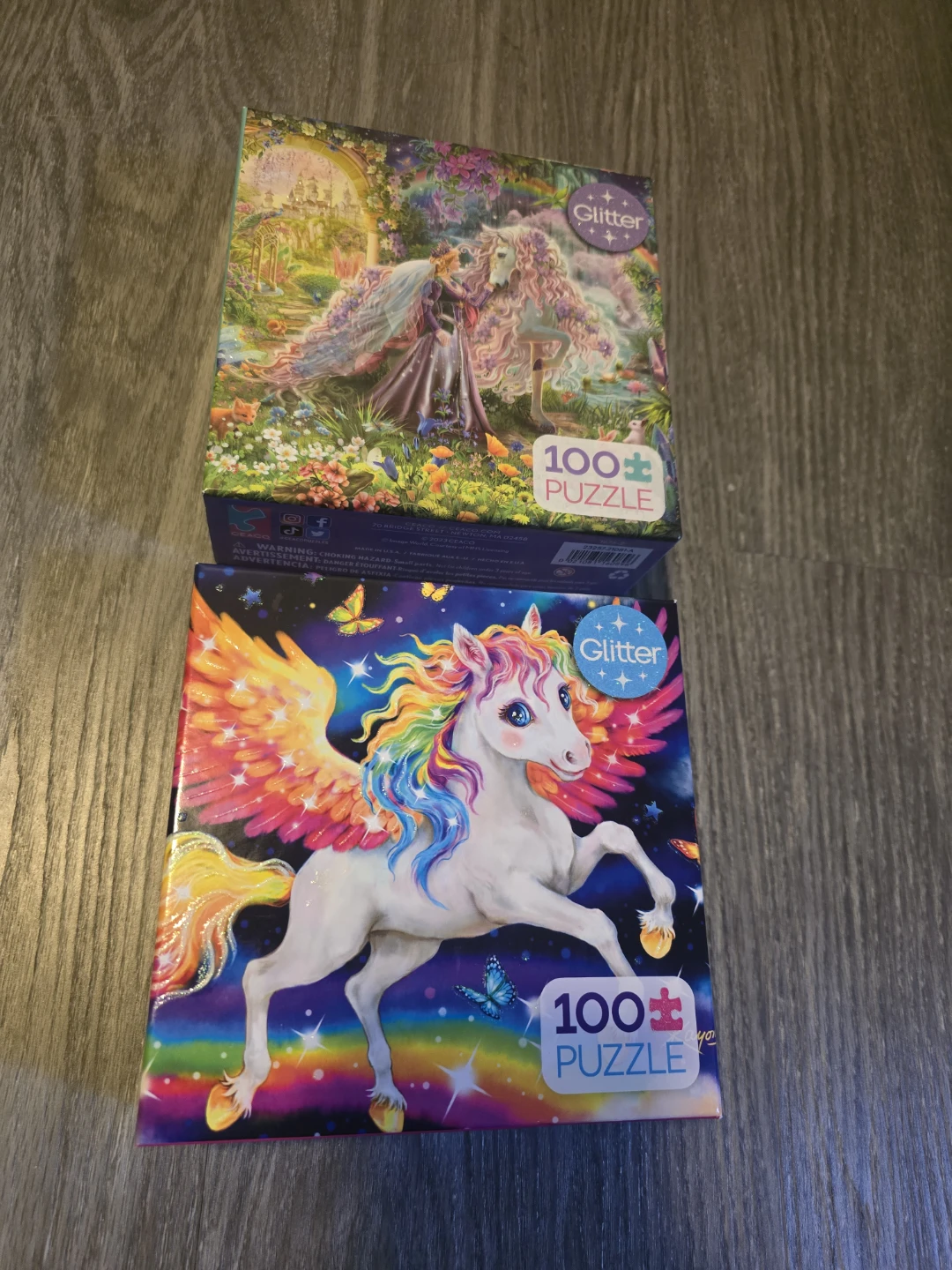 Set of 2 - 100 Piece Glitter Unicorn Puzzle