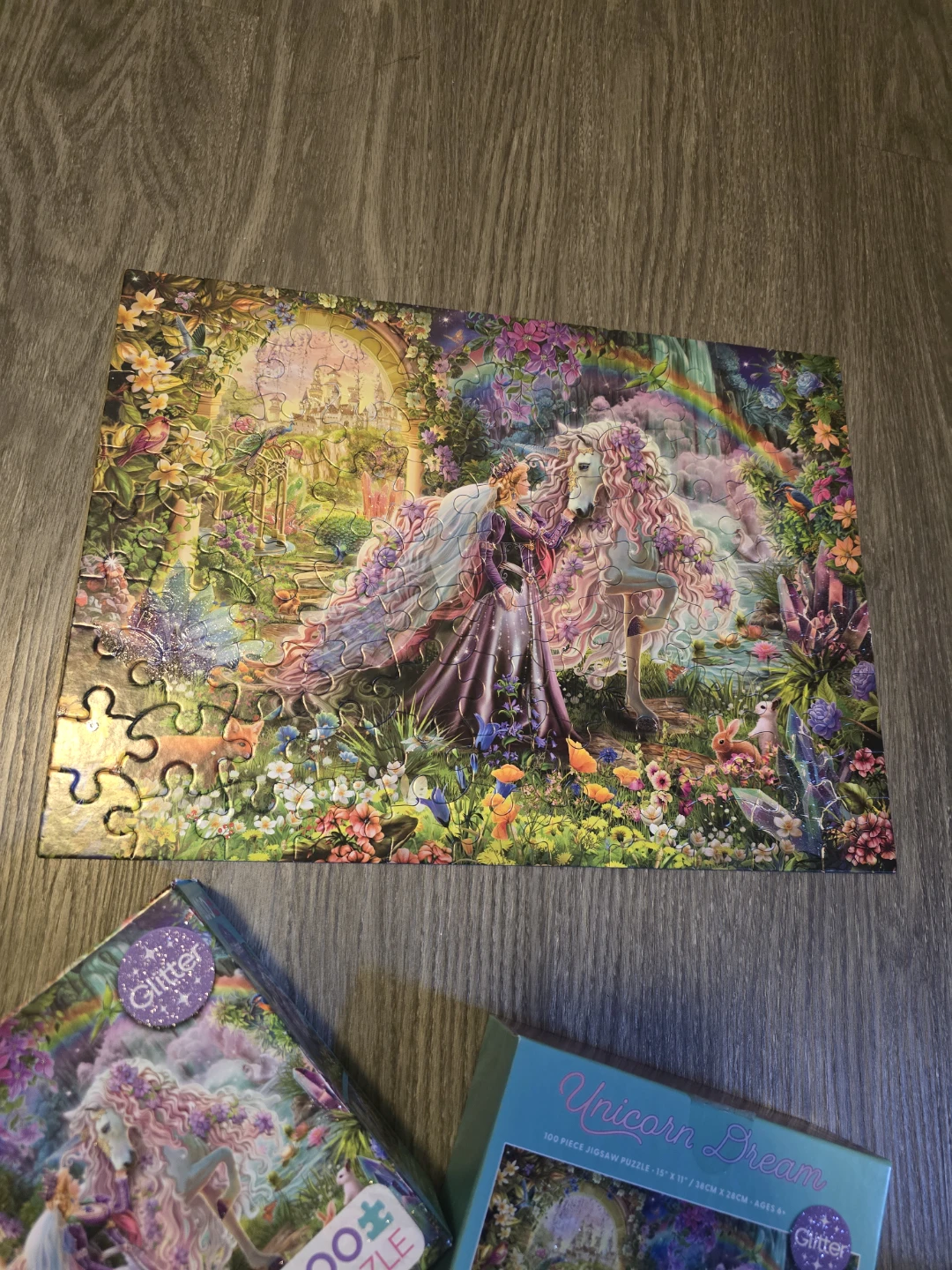 Set of 2 - 100 Piece Glitter Unicorn Puzzle - photo 4