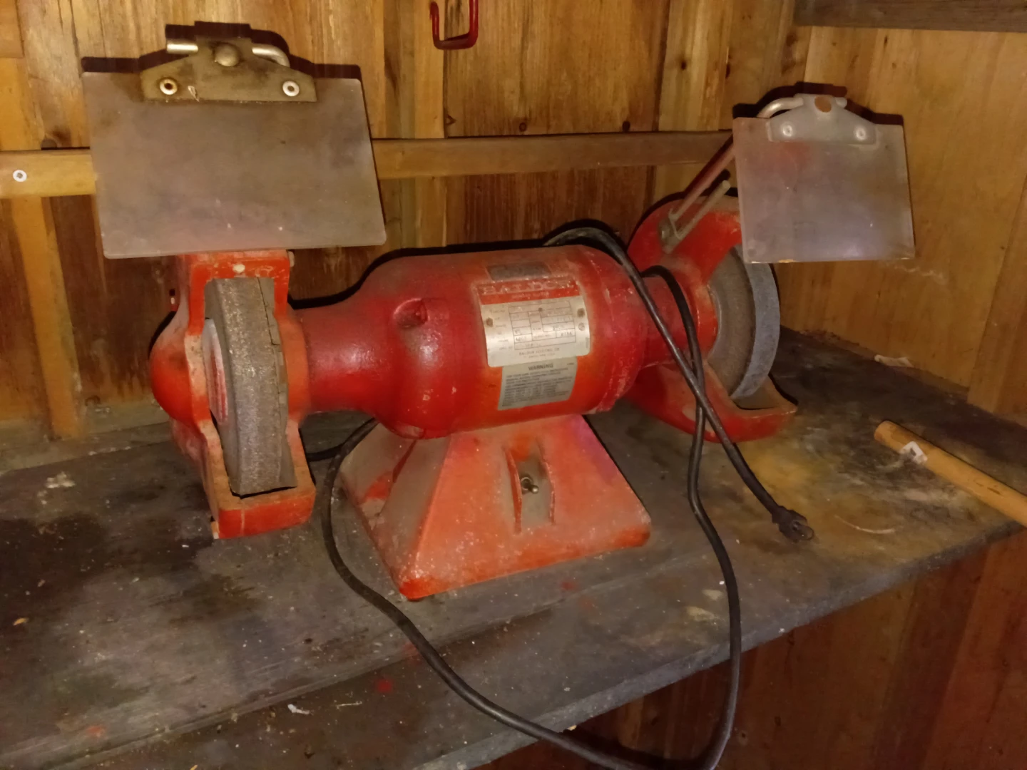 Baldor bench grinder and vice clamp