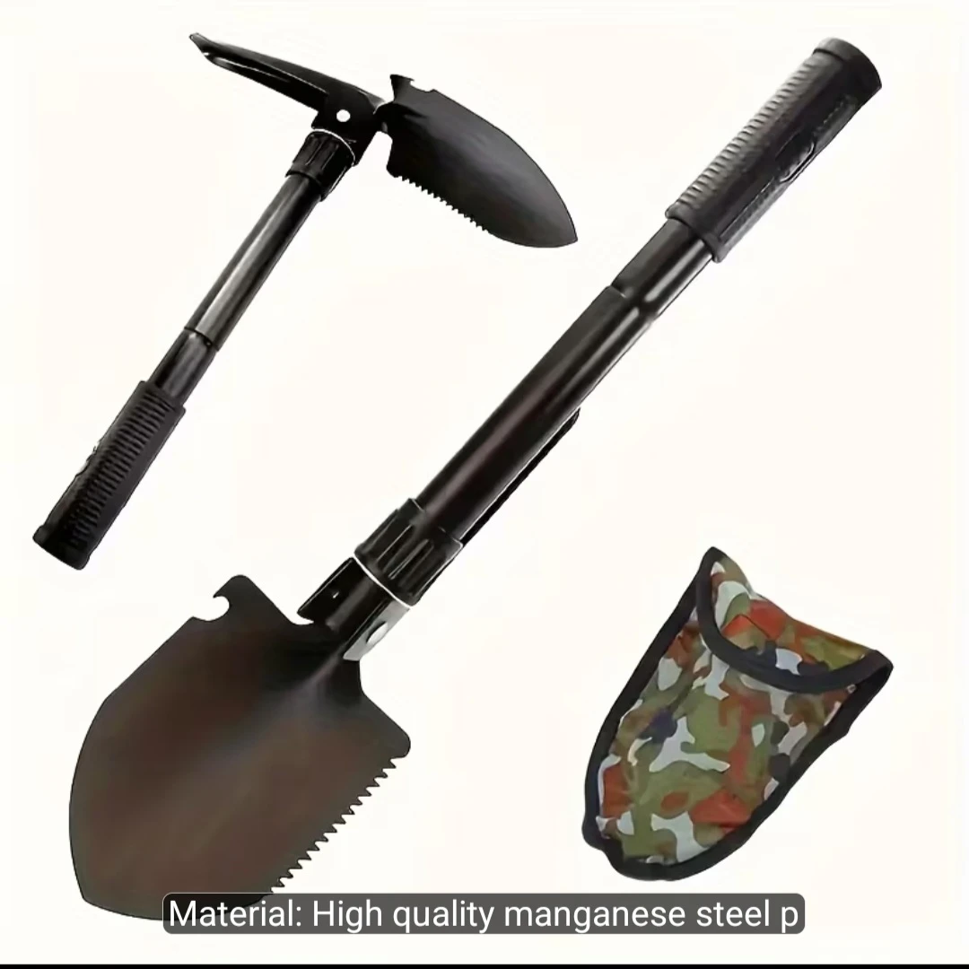 Folding Shovel with Pickaxe and Camo Pouch