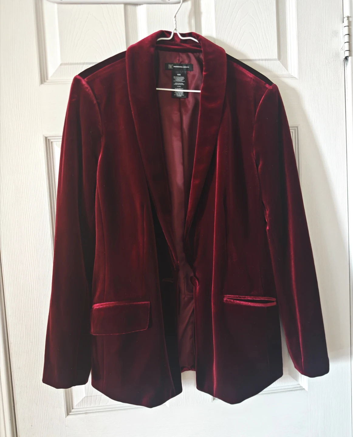 INC International Concepts Burgundy Velvet Blazer Size M