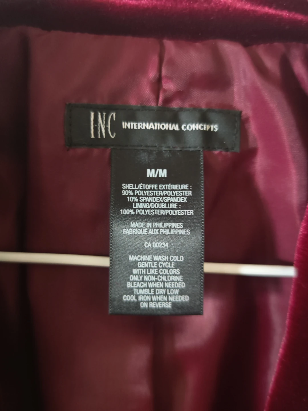 INC International Concepts Burgundy Velvet Blazer Size M - photo 4