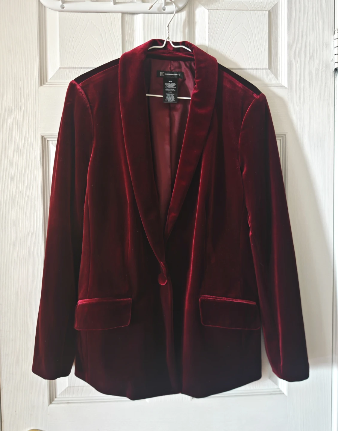 INC International Concepts Burgundy Velvet Blazer Size M - photo 5
