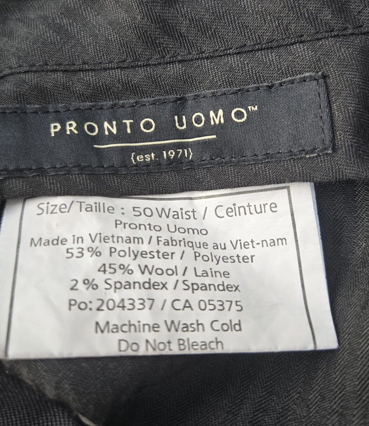 Men's Pronto Uomo pleated dress pants. Black.  50x30". - photo 2