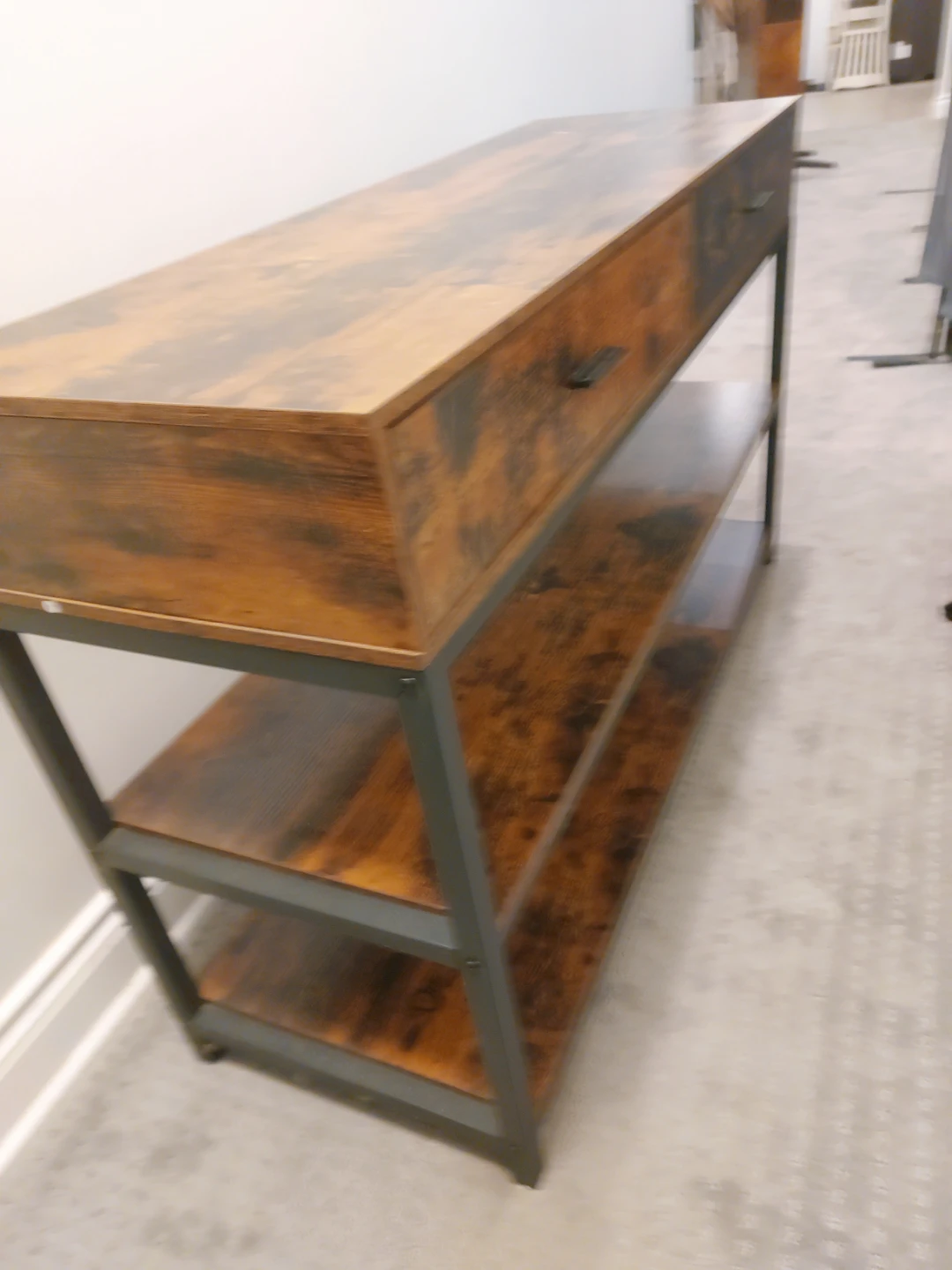 Rustic Wood Console Table with Drawers and Shelves - photo 4