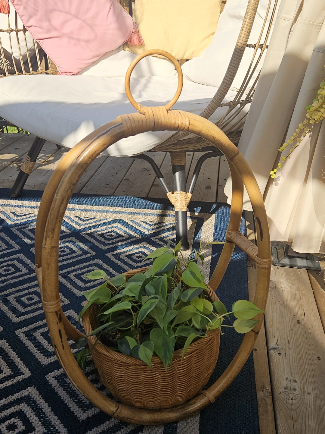 Rattan Hanging Plant Basket - photo 2