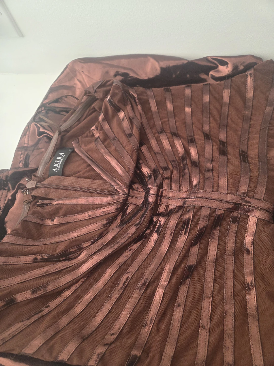 AKIRA Brown Mesh Corset Dress