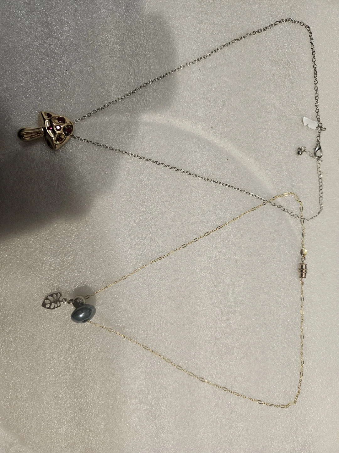 Mushroom and Leaf Pendant Necklaces