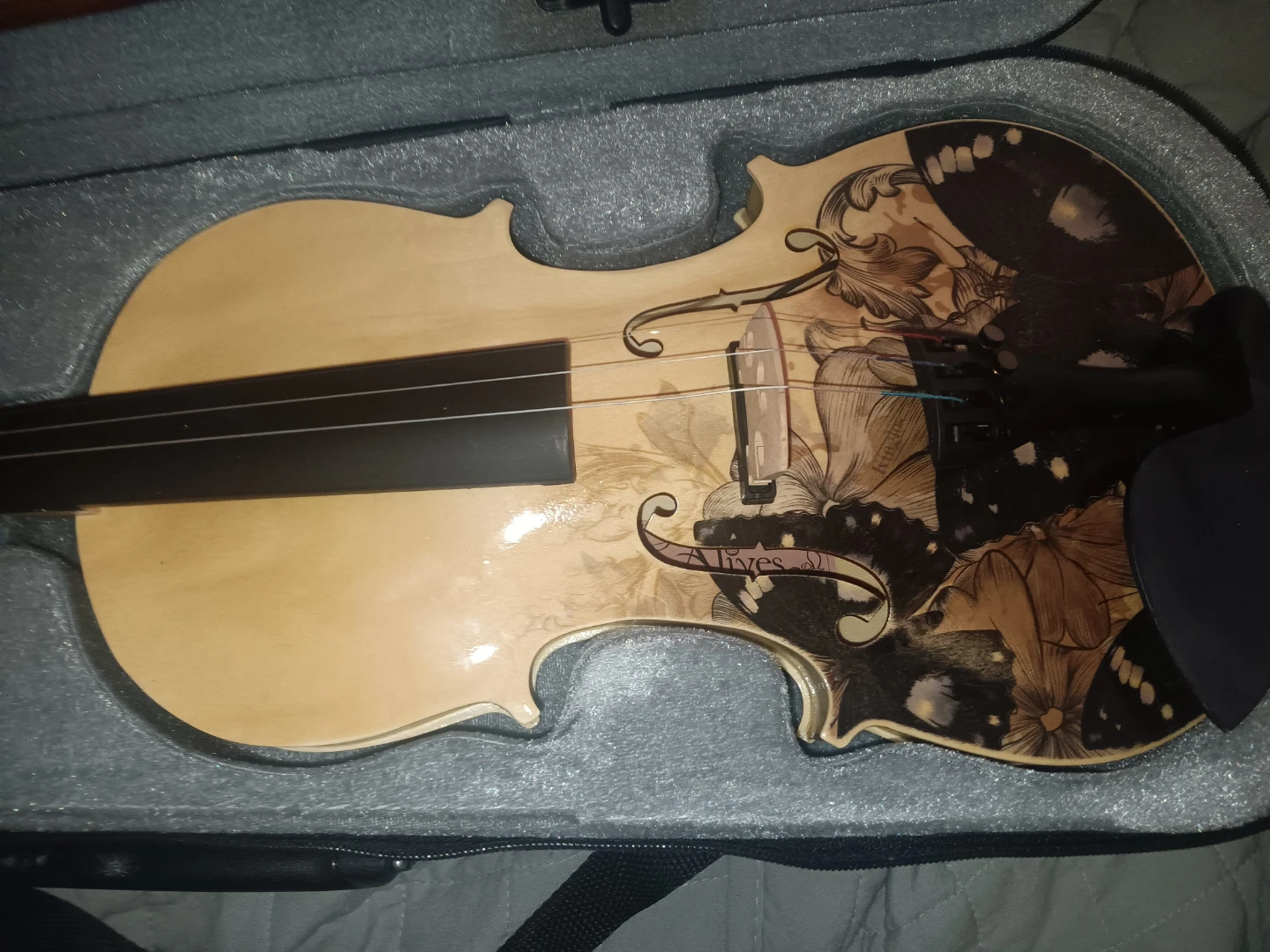 Violin with Butterfly Design