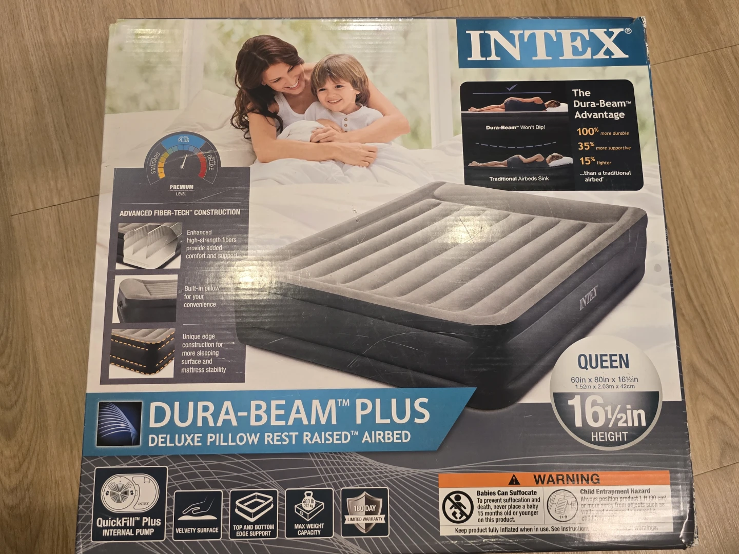 Intex Dura-Beam Queen Airbed with Pillow Rest