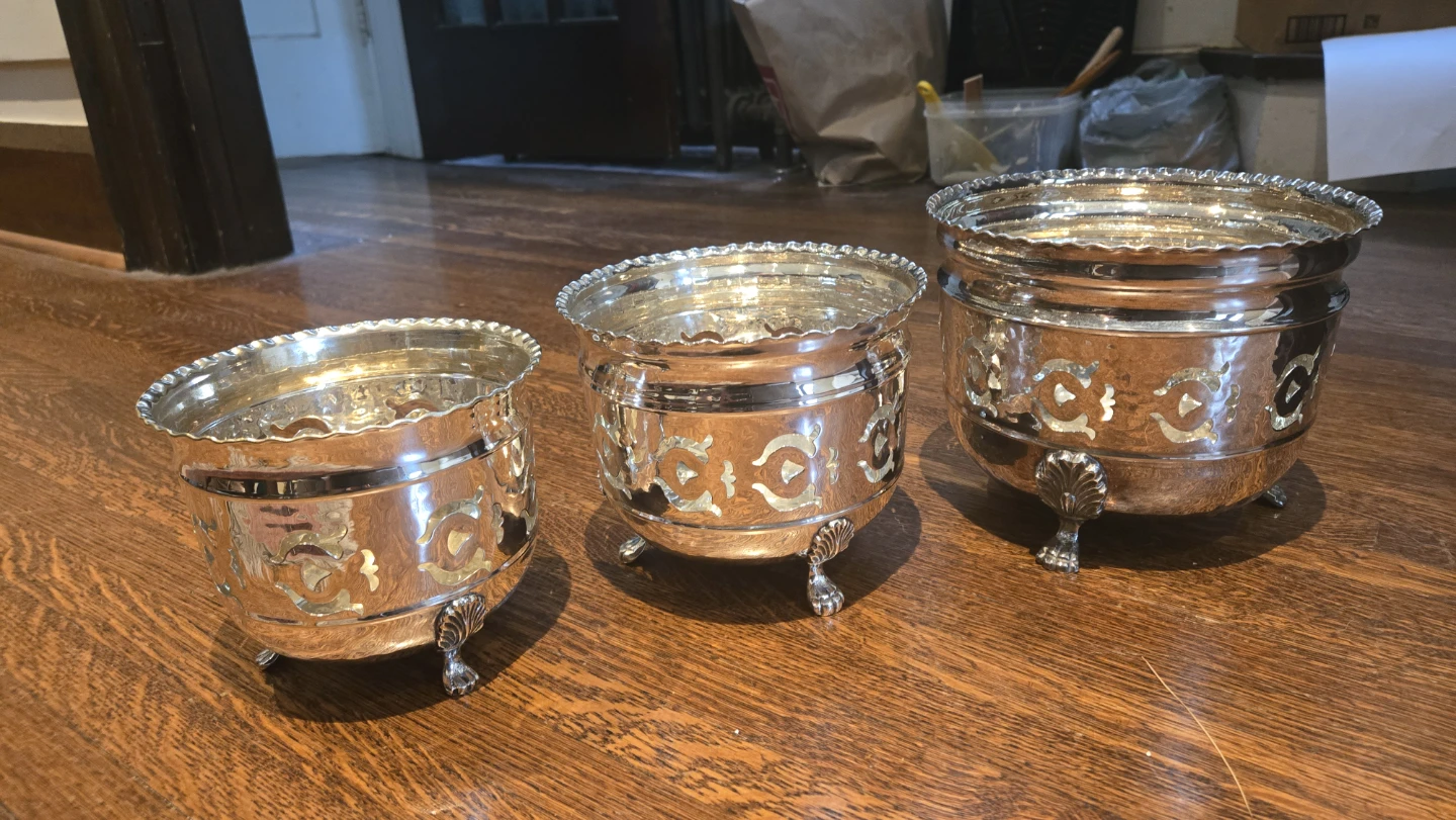 Vintage Mid-Century Italian Silver-Plated Nesting Pots