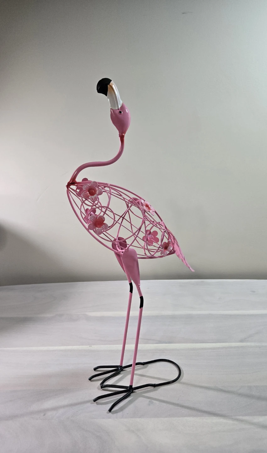 Pink Metal Flamingo Garden Decor