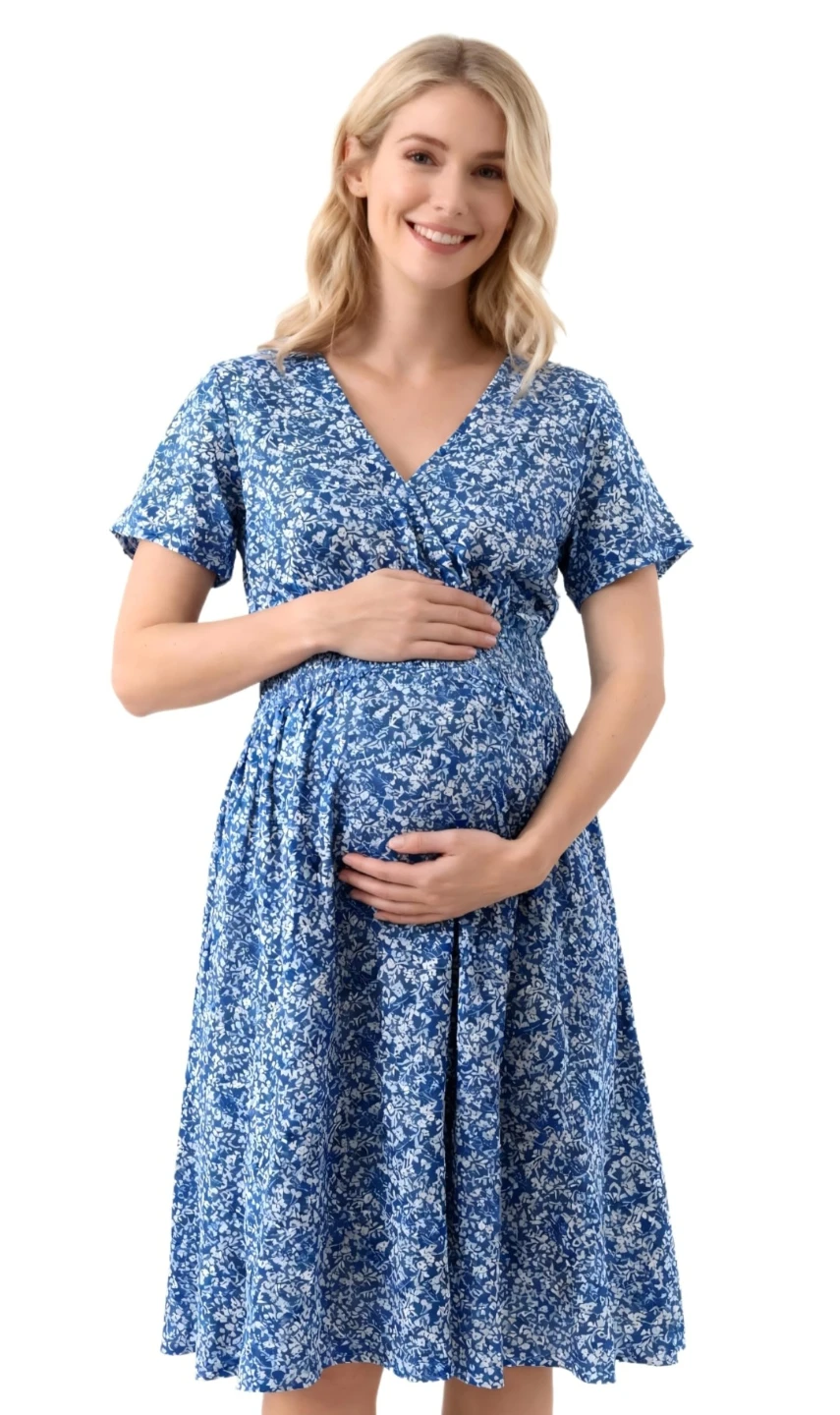Blue Floral Maternity Dress Size M