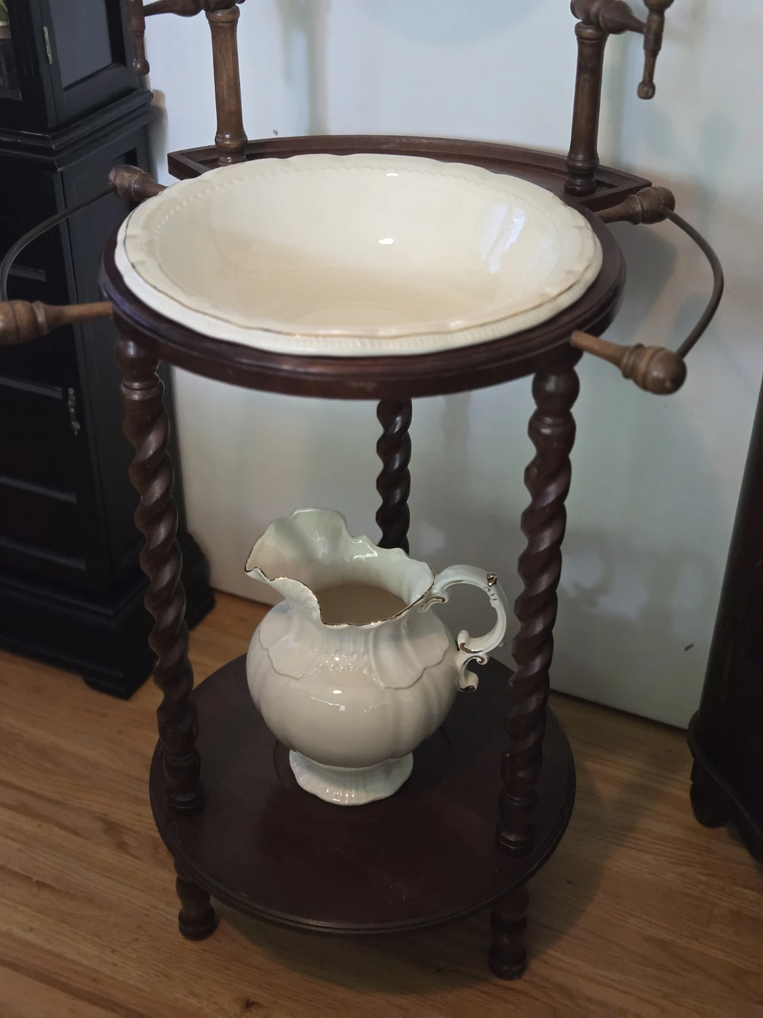 Antique Wash Stand with Vintage Pitcher & Bowl - photo 3