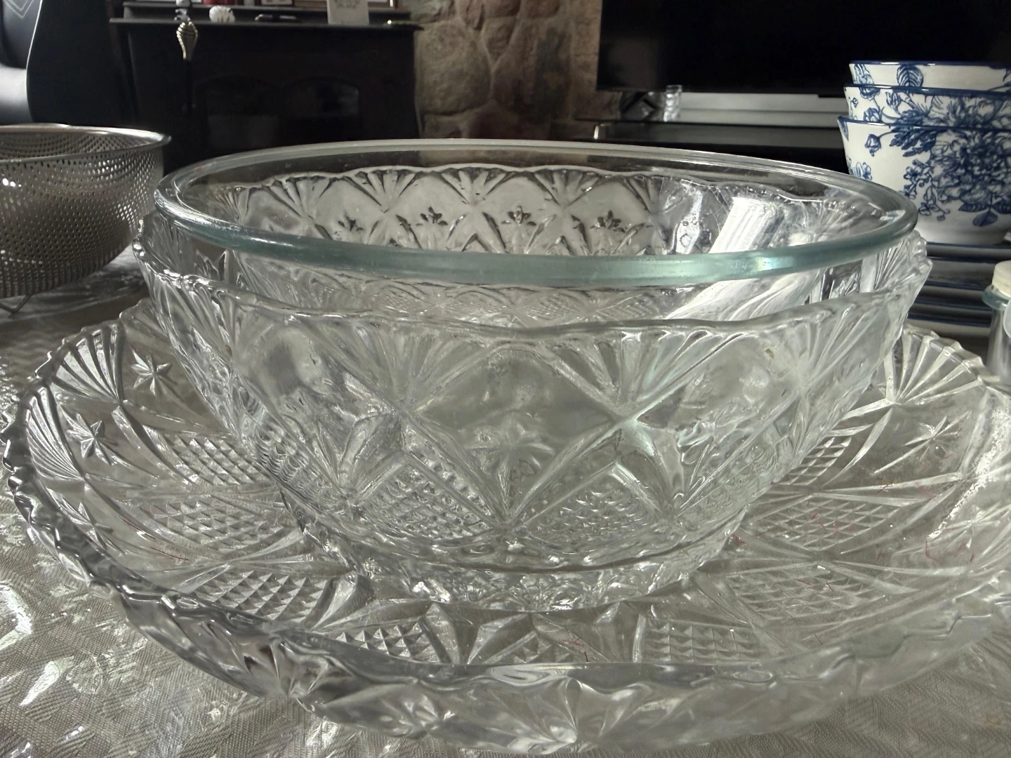 Glass Punch Bowl with Ladle and Cups - photo 5