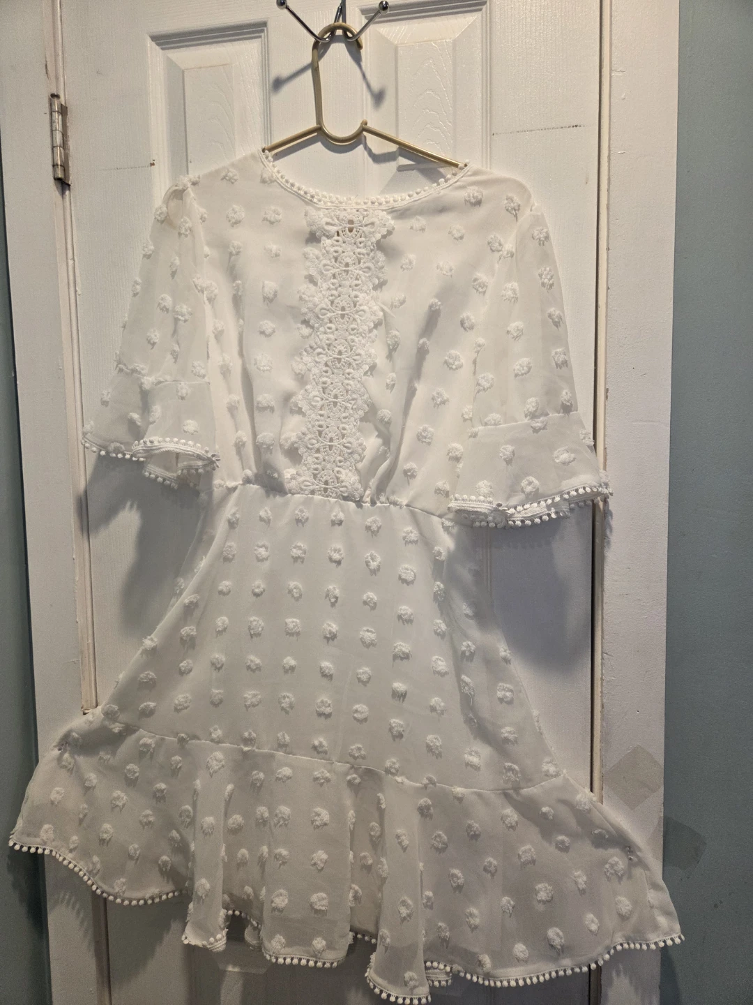 White Simplye Textured Dress Size M