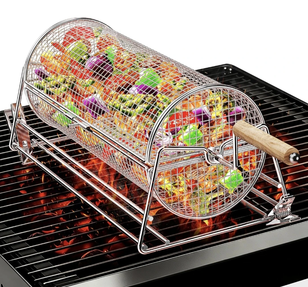 2-in-1 Grill Basket with Crank and Straight Handles
