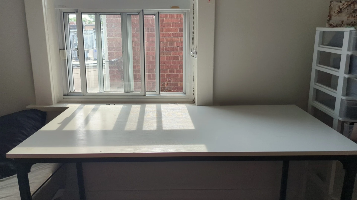 IKEA White Top Desk with Black Metal Frame