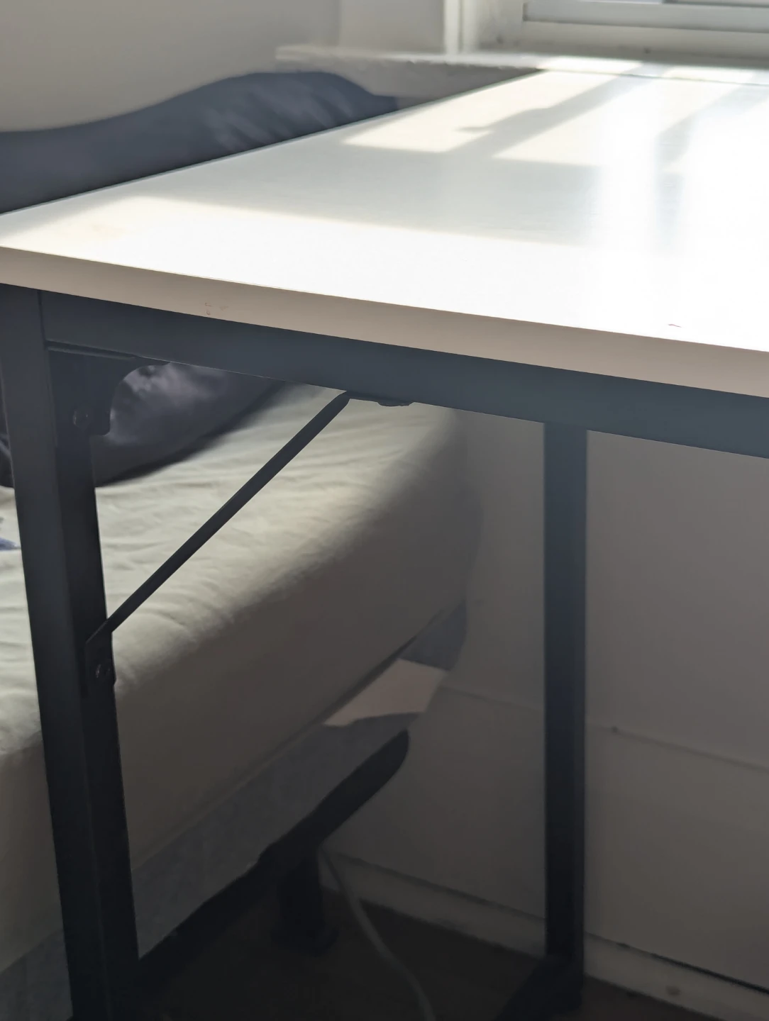 IKEA White Top Desk with Black Metal Frame - photo 2