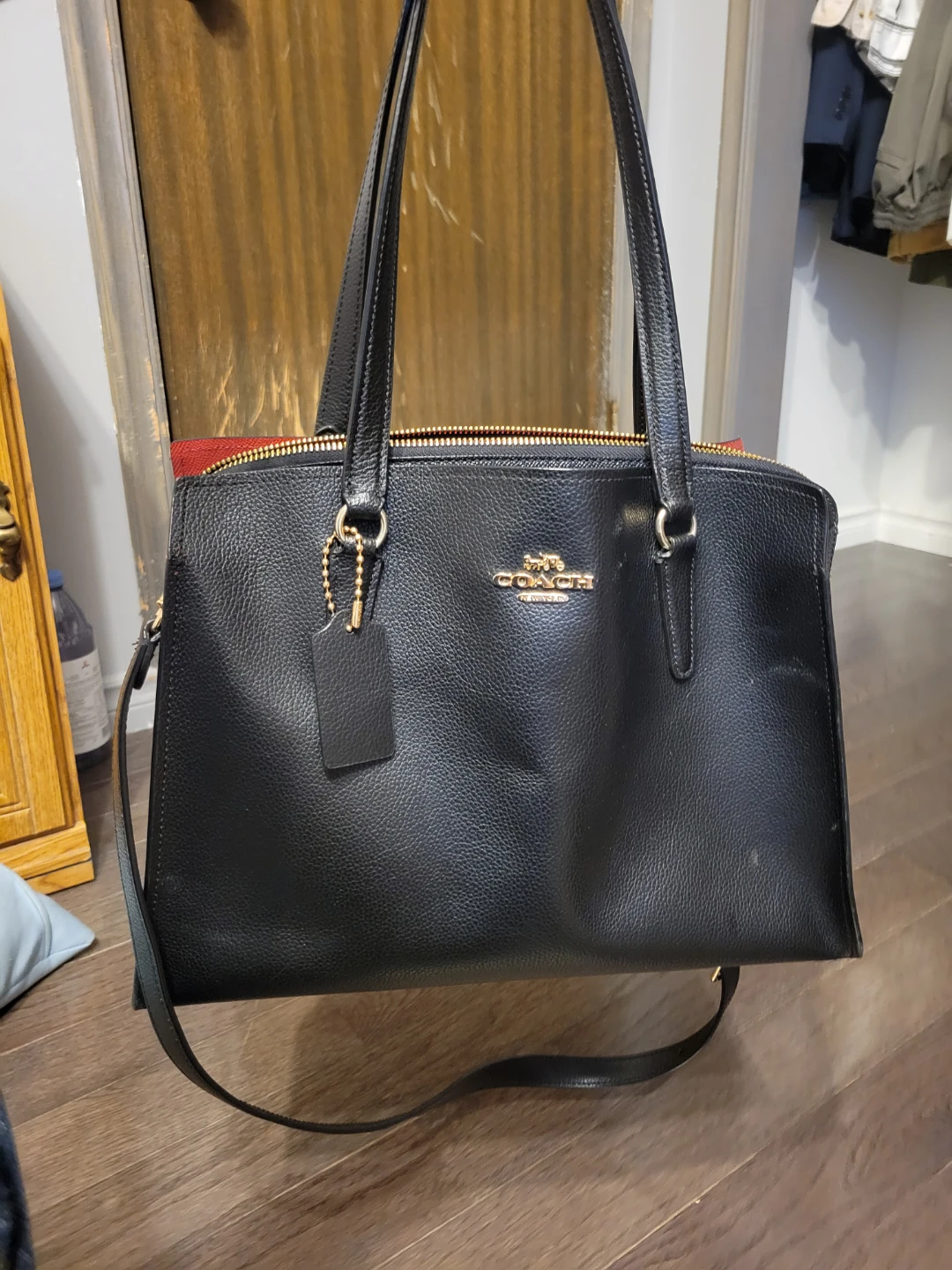 Coach Tatum Caryall Black Leather Tote Bag