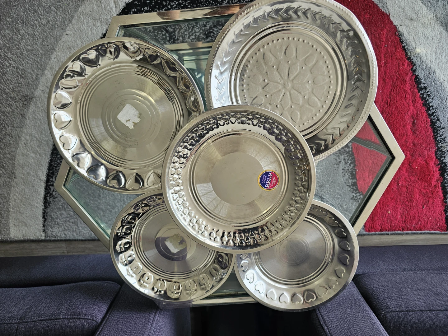 Set of 5 Stainless Steel Thali Plates - photo 3