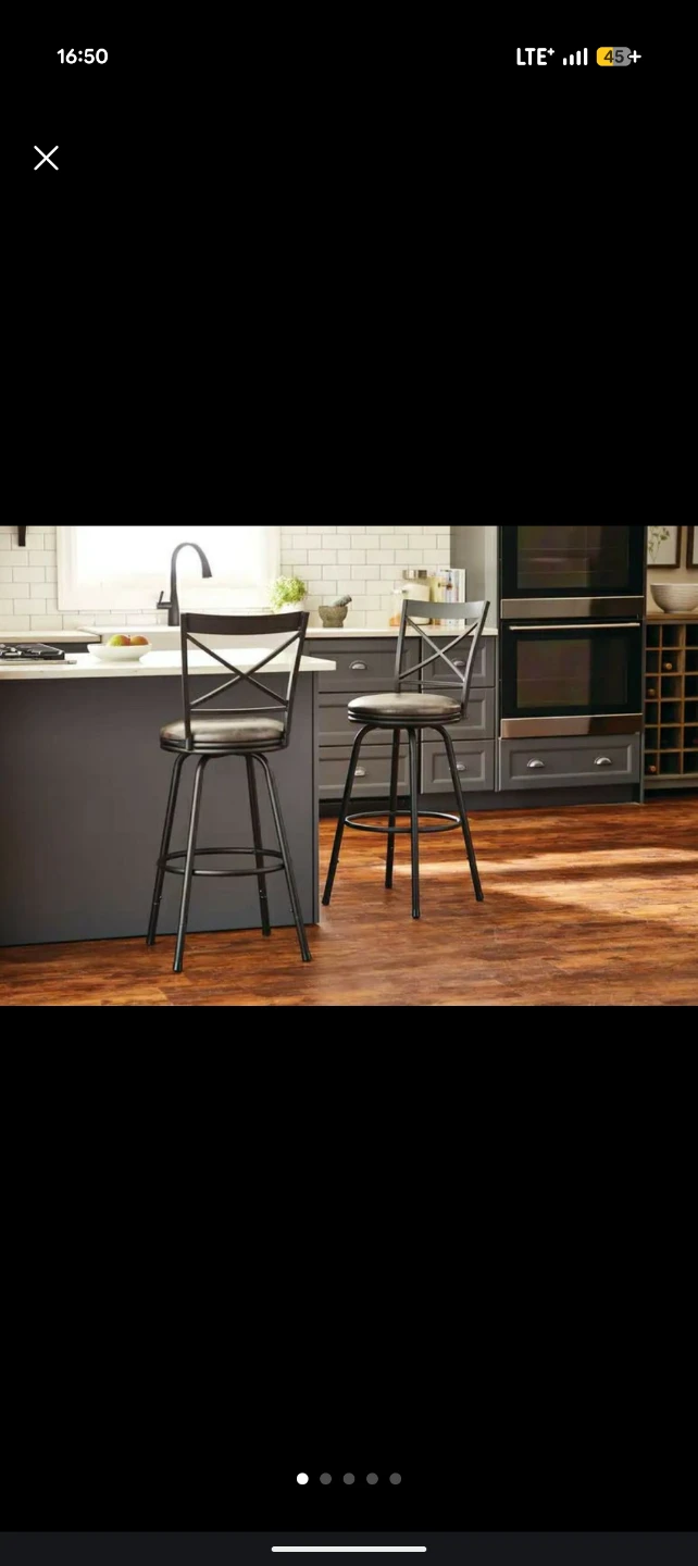 Black Swivel Bar Stools (Set of 2) - photo 3