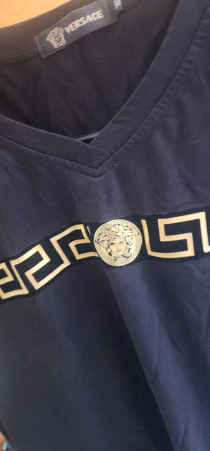 Versace Black V-Neck T-Shirt with Gold Medusa - photo 5