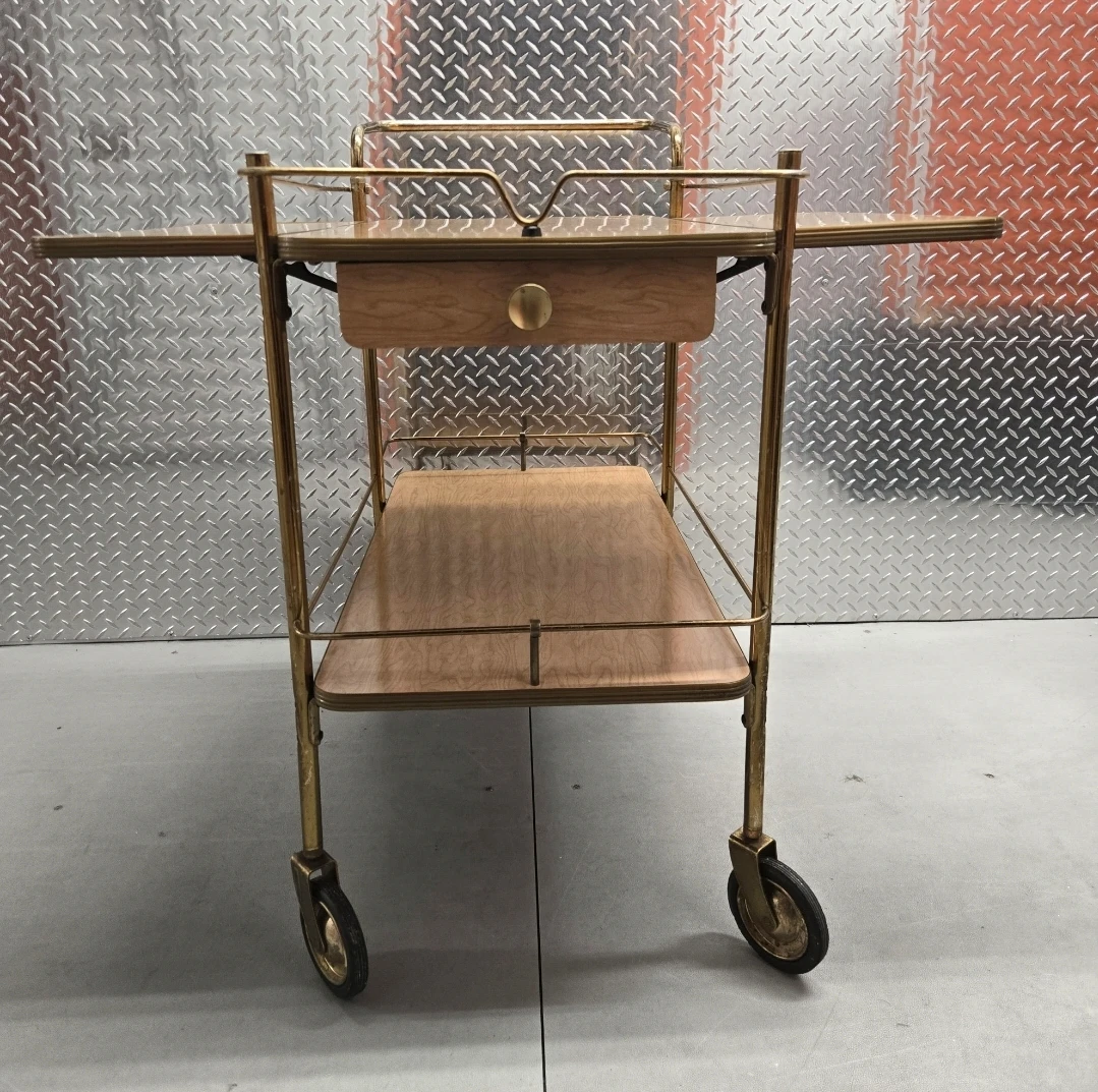 Mid-Century Modern Drop-Leaf Bar Cart - Pristine Condition - photo 4