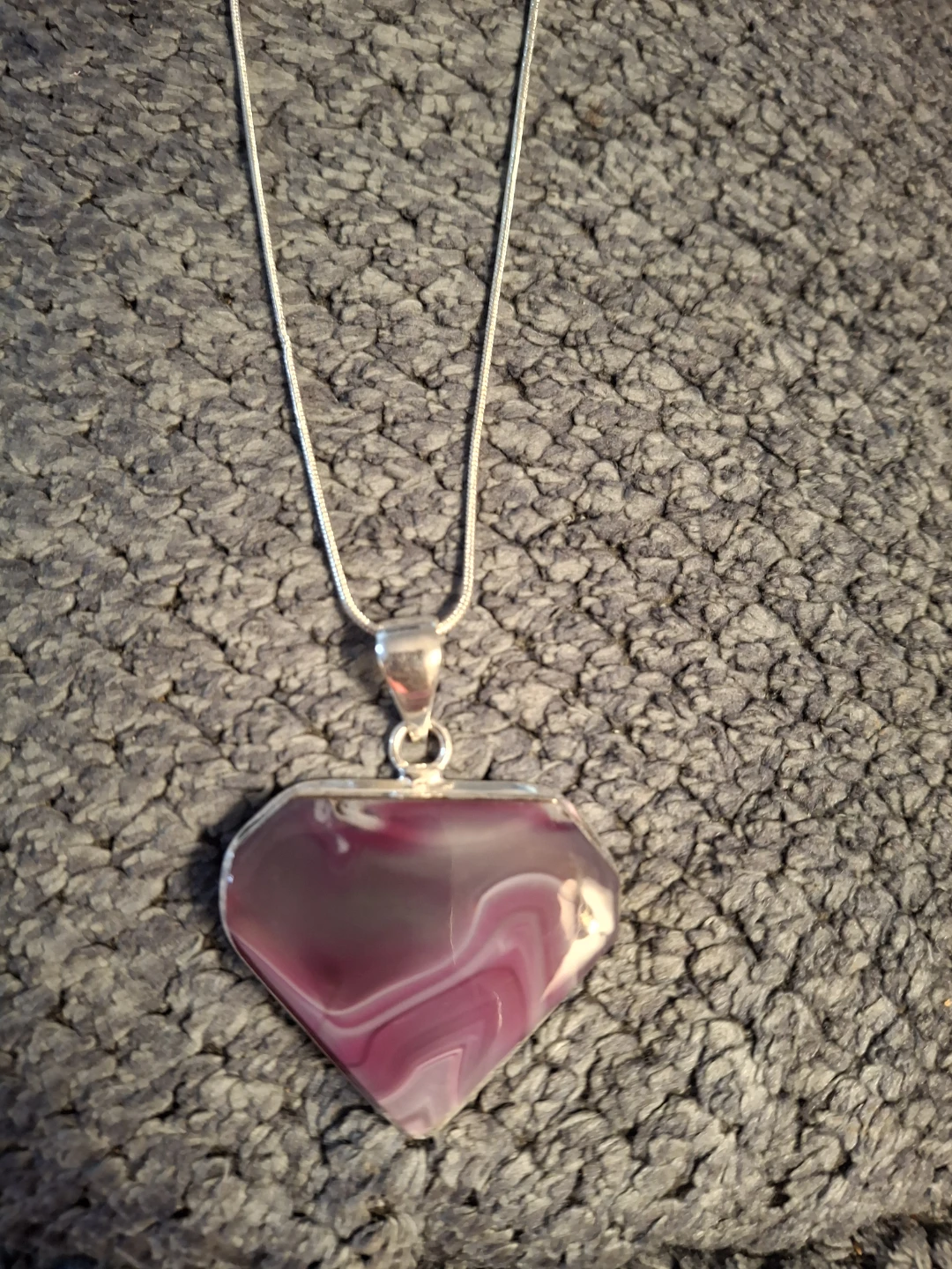 Sterling Silver Purple Agate  Necklace