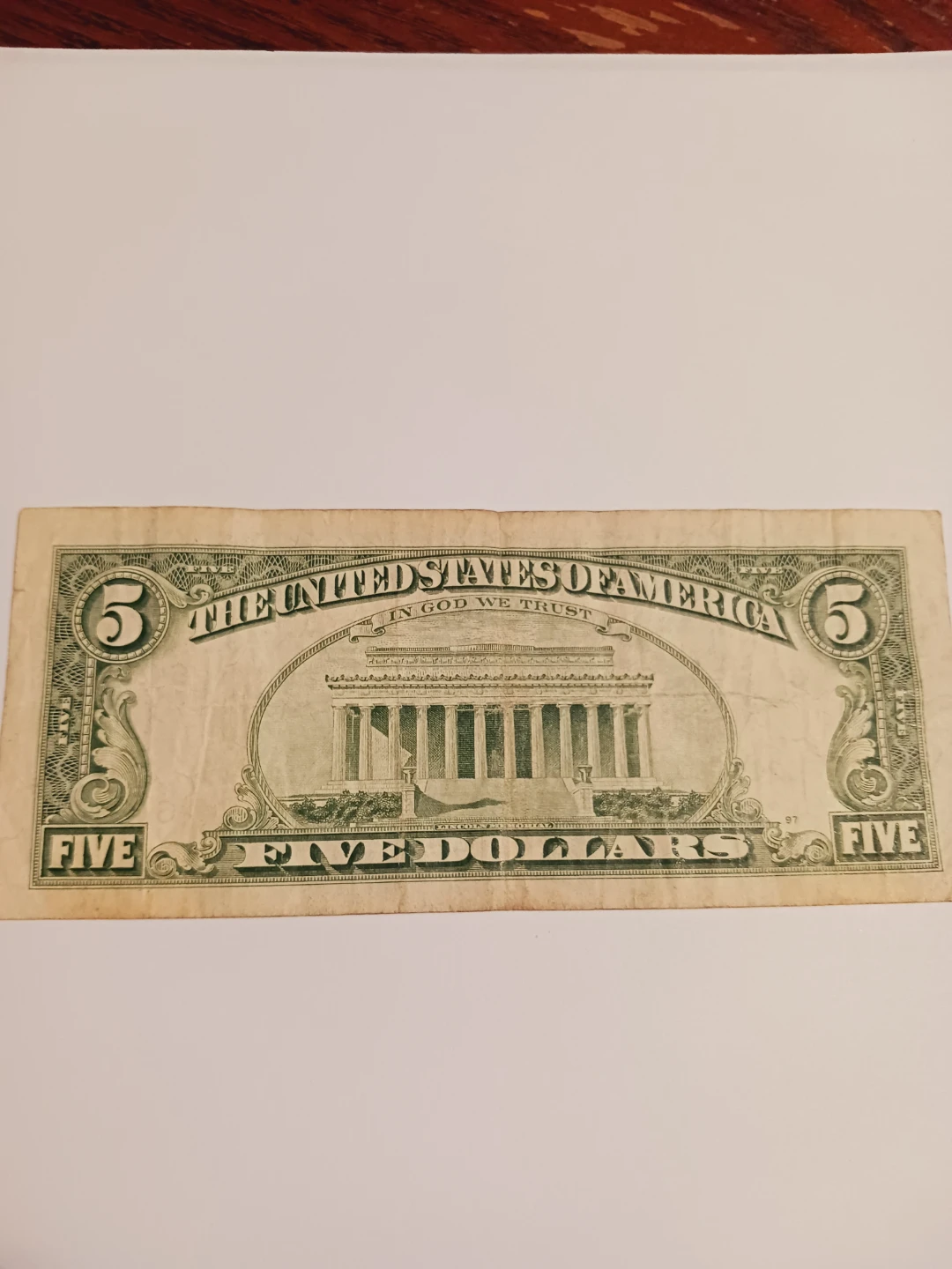 1995. United States Five Dollar Banknote Series F. - photo 4