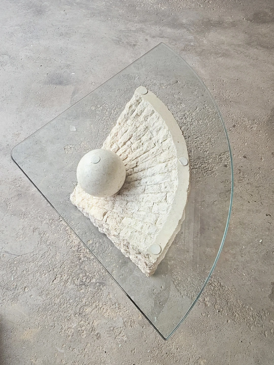 Vintage 1980s Postmodern Tessellated Stone Coffee Table - As Is