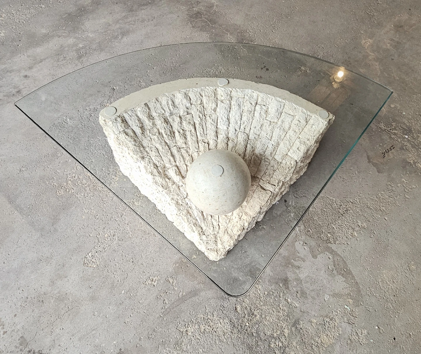 Vintage 1980s Postmodern Tessellated Stone Coffee Table - As Is - photo 2