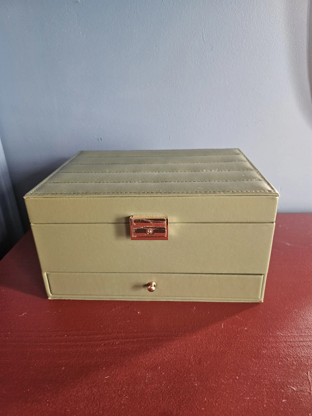 Olive Green Leather Jewelry Organizer Box - photo 2