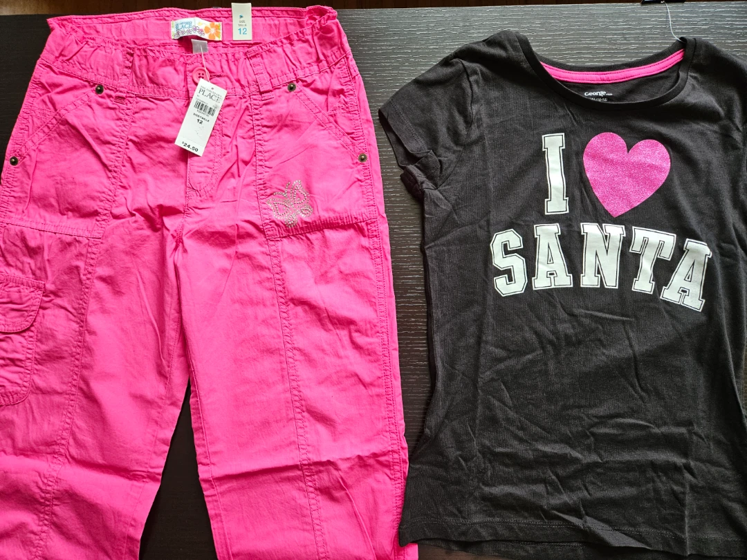 Pink Cargo Pants & T-Shirt (New with Tags)