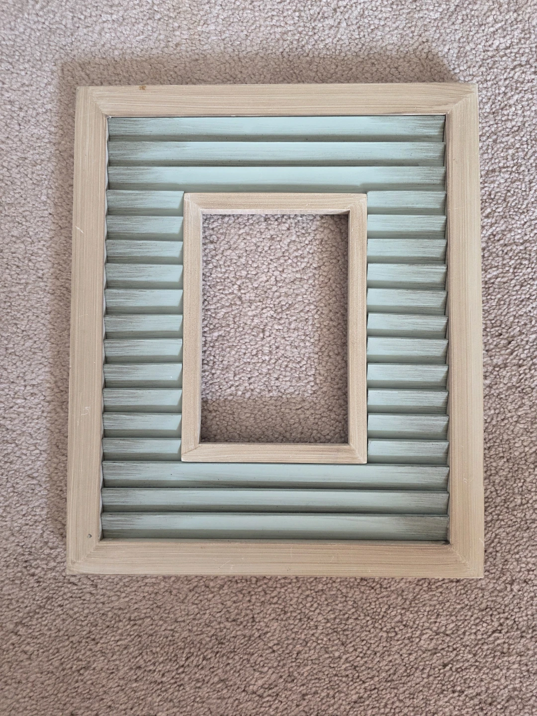 Distressed Wood Photo Frame with Blue Shutters