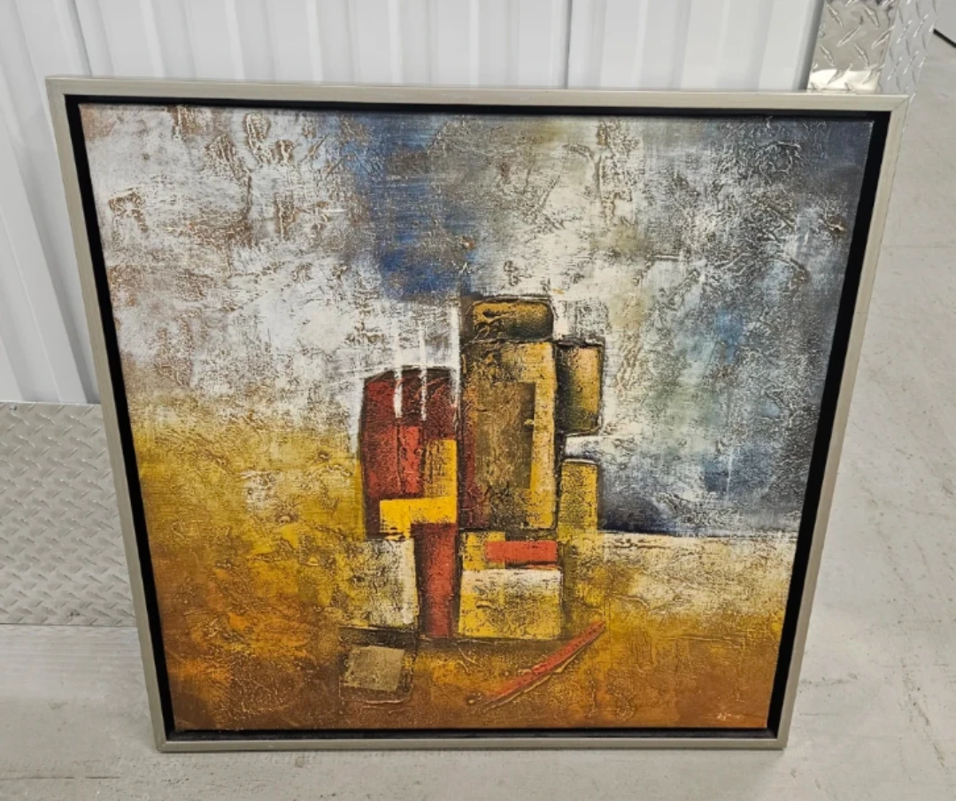 Textured Abstract Art Canvas Painting, 33.5 x 33.5 x 47 inches - photo 2