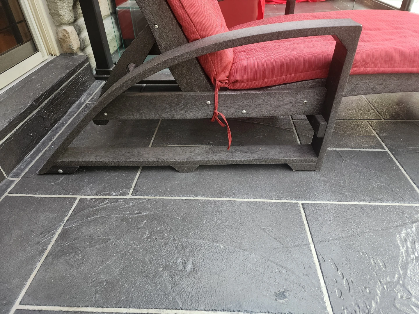 Outdoor Chaise Lounge Chair with Red Cushion - photo 5