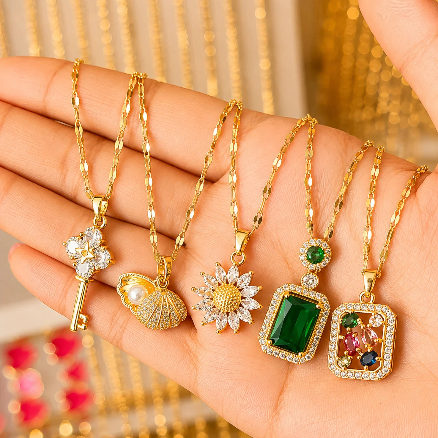 Luxury Style Gold Plated Jewelry Set Earrings & Necklace - photo 3