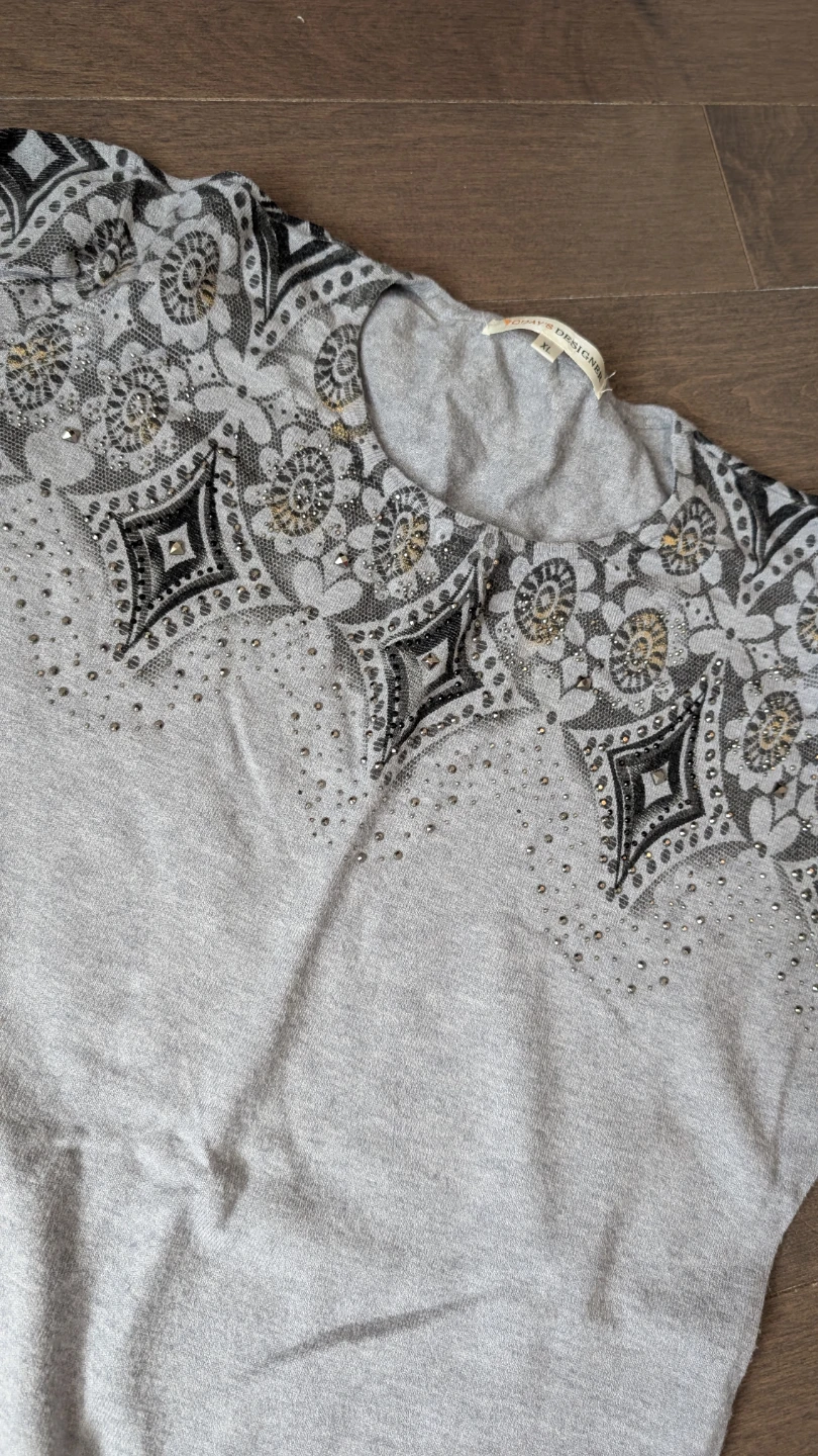 Grey Embellished Long Sleeve Sweater - photo 2